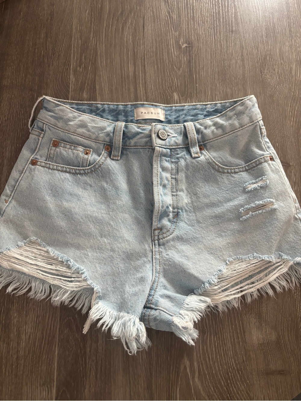 PacSun Light Wash Distressed Denim Shorts - Light Blue
